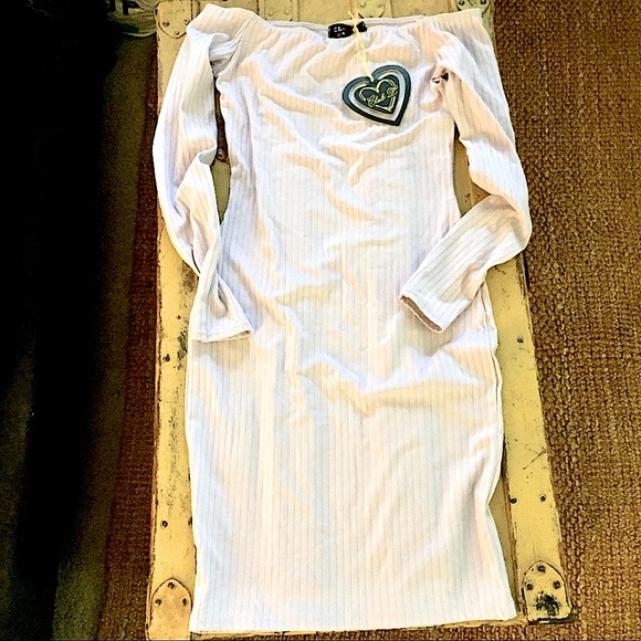 NWT ASOS STRETCH RIB OFF SHOULDER BODYCON DRESS 4 - Picture 16 of 17